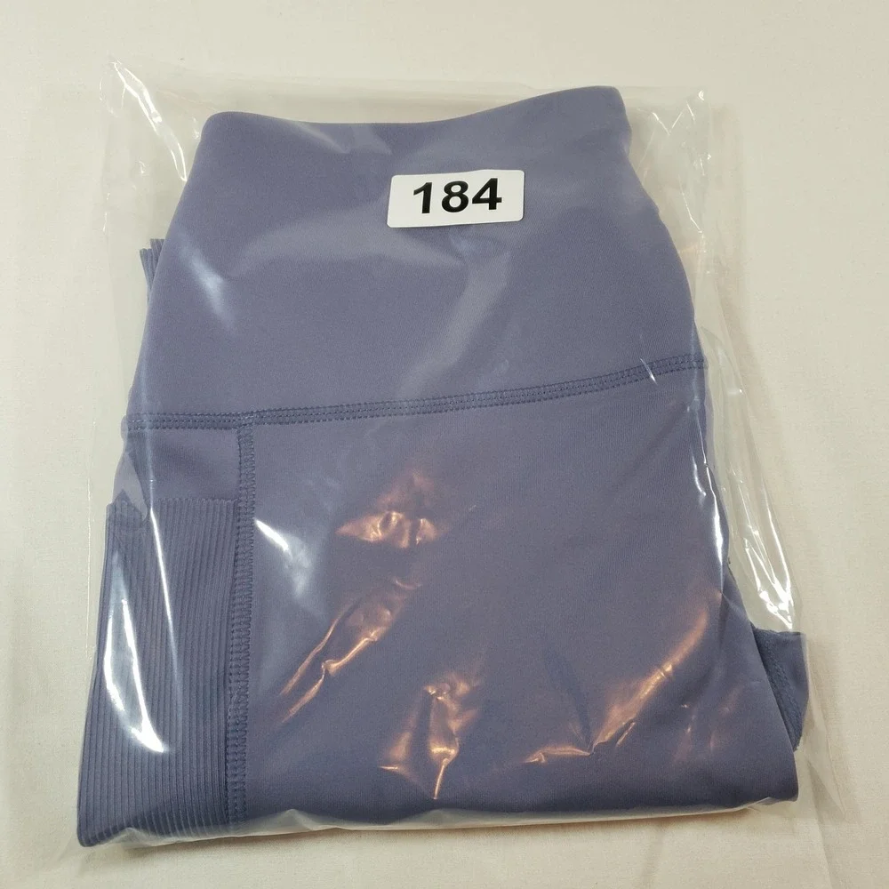 LegEnd Active Womens High‎ Waisted Ribbed Panel Leggings Lavender Purple Size L